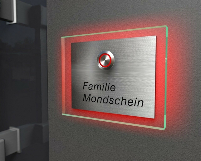 Design Edelstahklingel mit Echtglasplatte & Ambilight (Hintergrundbeleuchtung) "Attended"