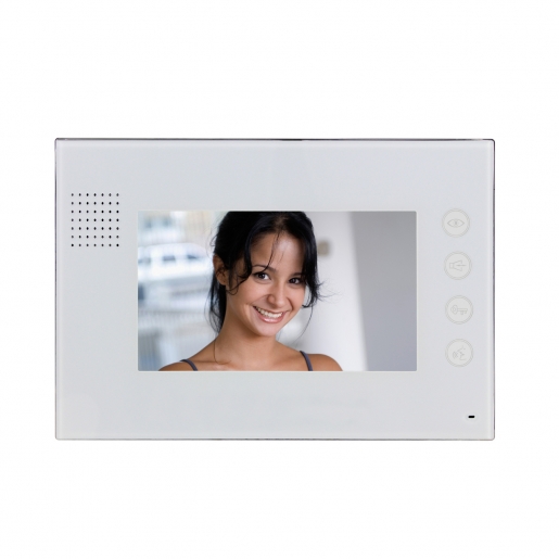 Video-Türsprechanlage mit Sony Kamera  inkl. 1 x 7-Zoll Monitor & Edelstahl-Gravurfeld (austauschbar) "Switch"
