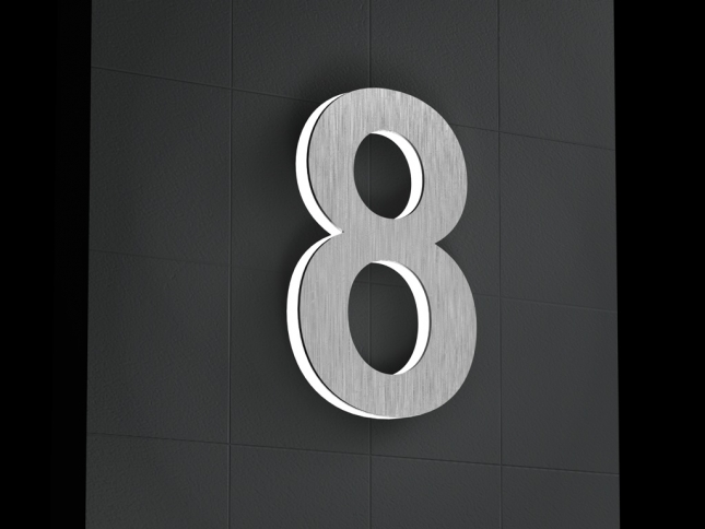 LED-beleuchtete Edelstahl-Hausnummer 8 „LED-Numeral 8“