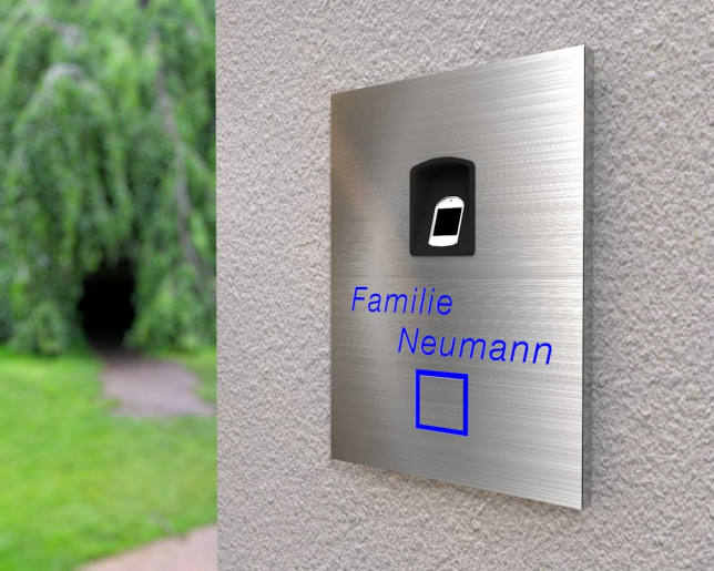 Edelstahlklingel mit kapazitivem Fingerscan & LED-Namensbeleuchtung "Scan Shine"