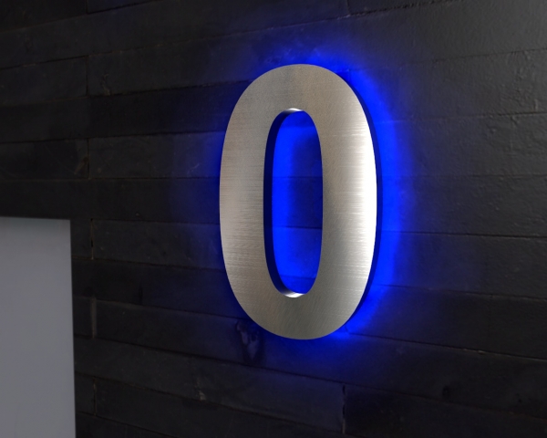 Edelstahl-Hausnummer 0 mit LED-Ambilight  „Ambilight Number 0“